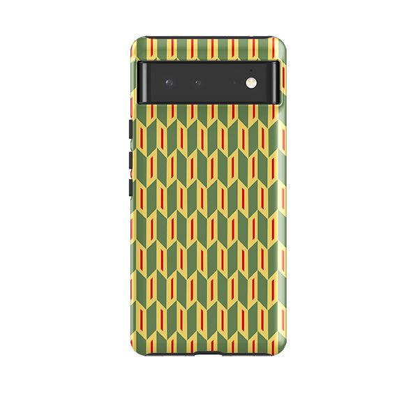 Google phone case-Chevrons By Cressida Bell-Product Details Raised bevel to protect screen from scratches. Impact resistant polycarbonate shell and shock absorbing inner TPU liner. Secure fit with design wrapping around side of the case and full access to ports. Compatible with Qi-standard wireless charging. Thickness 1/8 inch (3mm), weight 30g. Compatibility See drop down menu for options, please select the right case as we print to order.-Stringberry