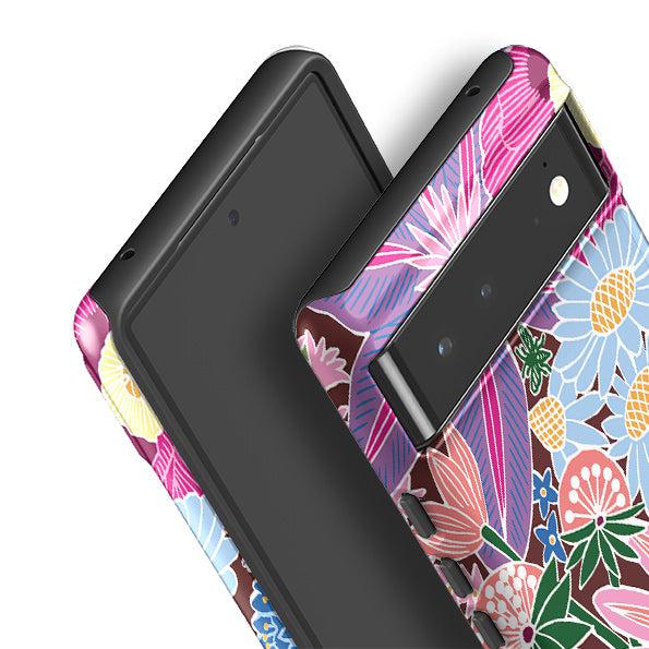 Google phone case-Jigsaw Floral 1 By Kate heiss-Product Details Raised bevel to protect screen from scratches. Impact resistant polycarbonate shell and shock absorbing inner TPU liner. Secure fit with design wrapping around side of the case and full access to ports. Compatible with Qi-standard wireless charging. Thickness 1/8 inch (3mm), weight 30g. Compatibility See drop down menu for options, please select the right case as we print to order.-Stringberry