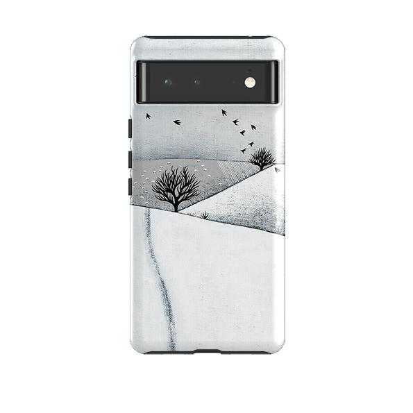 Google phone case-Snowy Landscape By Natasha Newton-Product Details Raised bevel to protect screen from scratches. Impact resistant polycarbonate shell and shock absorbing inner TPU liner. Secure fit with design wrapping around side of the case and full access to ports. Compatible with Qi-standard wireless charging. Thickness 1/8 inch (3mm), weight 30g. Compatibility See drop down menu for options, please select the right case as we print to order.-Stringberry