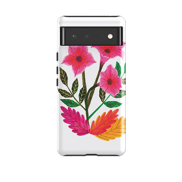Google phone case-Trumpet Flowers By Lee Foster Wilson-Product Details Raised bevel to protect screen from scratches. Impact resistant polycarbonate shell and shock absorbing inner TPU liner. Secure fit with design wrapping around side of the case and full access to ports. Compatible with Qi-standard wireless charging. Thickness 1/8 inch (3mm), weight 30g. Compatibility See drop down menu for options, please select the right case as we print to order.-Stringberry