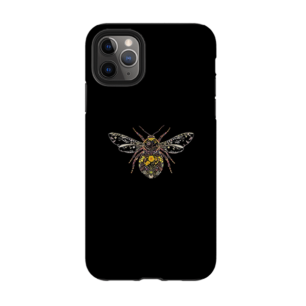 iPhone phone case-Floral Bumble Bee By Helen Ahpornsiri-Product Details Raised bevel to protect screen from scratches. Impact resistant polycarbonate shell and shock absorbing inner TPU liner. Secure fit with design wrapping around side of the case and full access to ports. Compatible with Qi-standard wireless charging. Thickness 1/8 inch (3mm), weight 30g. Compatibility See drop down menu for options, please select the right case as we print to order.-Stringberry