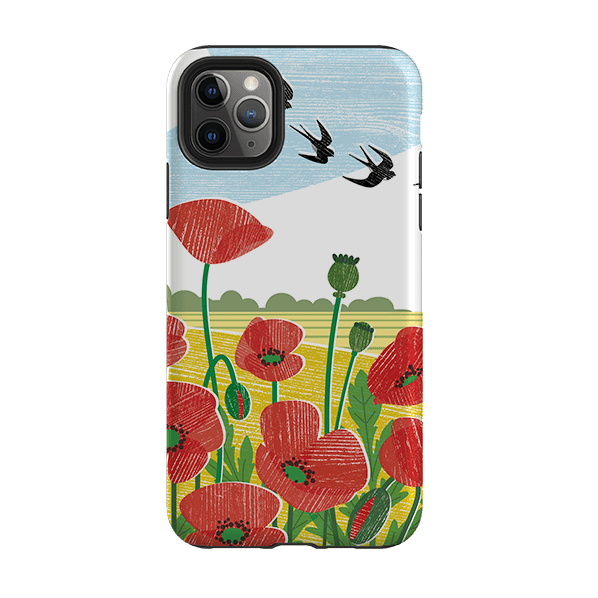 iPhone phone case-Poppy Fields By Liane Payne-Product Details Raised bevel to protect screen from scratches. Impact resistant polycarbonate shell and shock absorbing inner TPU liner. Secure fit with design wrapping around side of the case and full access to ports. Compatible with Qi-standard wireless charging. Thickness 1/8 inch (3mm), weight 30g. Compatibility See drop down menu for options, please select the right case as we print to order.-Stringberry