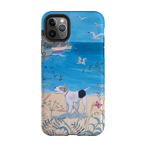 iPhone phone case-Seaside Dog By Mary Stubberfield-Product Details Raised bevel to protect screen from scratches. Impact resistant polycarbonate shell and shock absorbing inner TPU liner. Secure fit with design wrapping around side of the case and full access to ports. Compatible with Qi-standard wireless charging. Thickness 1/8 inch (3mm), weight 30g. Compatibility See drop down menu for options, please select the right case as we print to order.-Stringberry