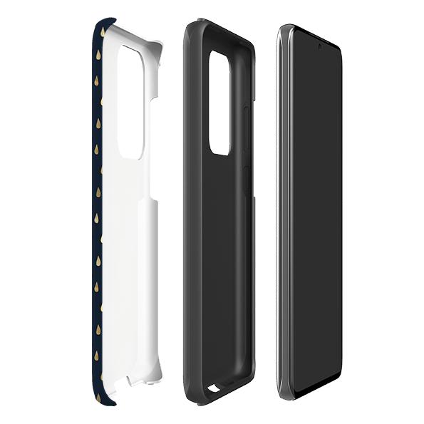 Samsung phone case-Blue Rain-Product Details Raised bevel to protect screen from scratches. Impact resistant polycarbonate shell and shock absorbing inner TPU liner. Secure fit with design wrapping around side of the case and full access to ports. Compatible with Qi-standard wireless charging. Thickness 1/8 inch (3mm), weight 30g. Compatibility See drop down menu for options, please select the right case as we print to order.-Stringberry