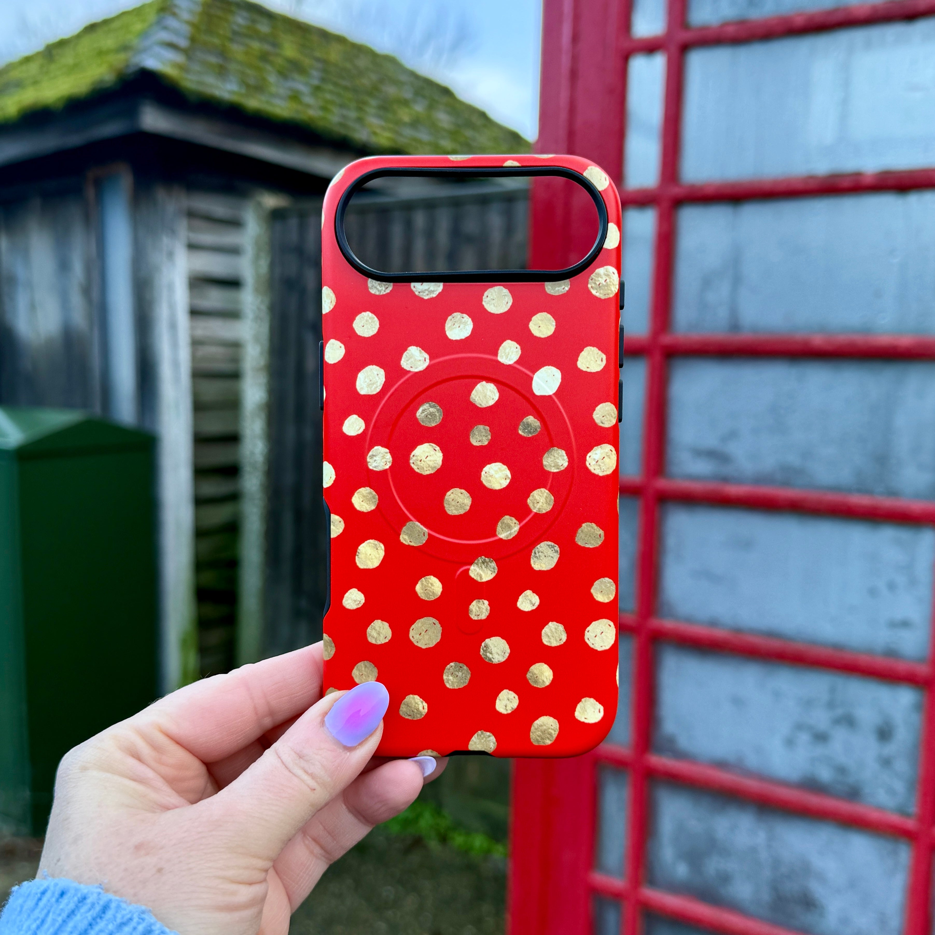 iPhone MagSafe Tough Case -  Red and Golden Dots