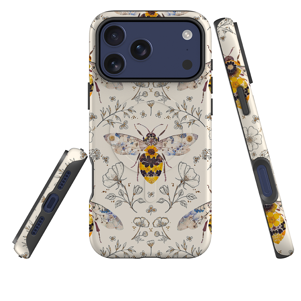 iPhone MagSafe Tough Case - Alabaster Bumble Bee By Helen Ahpornsiri