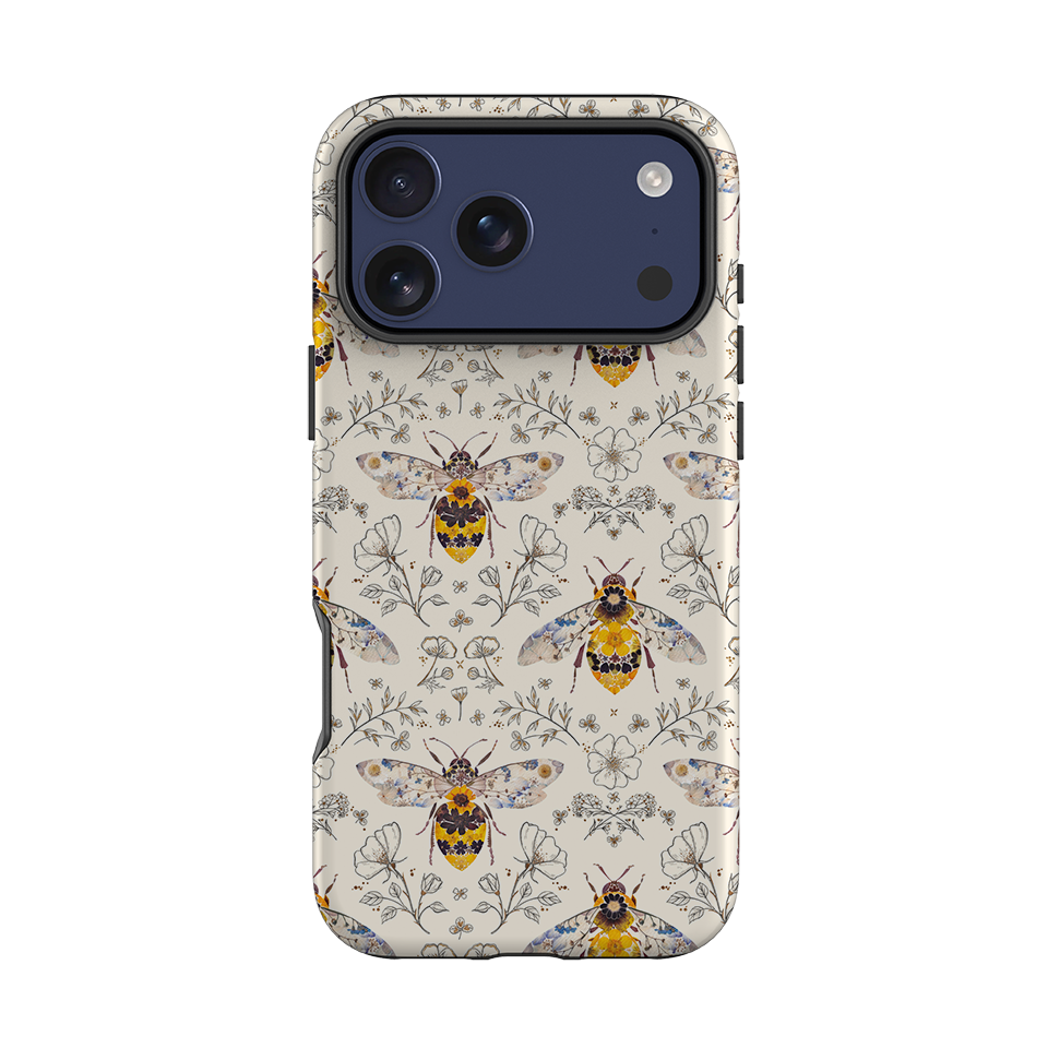 iPhone Tough Case - Alabaster Bumble Bee Multi By Helen Ahpornsiri