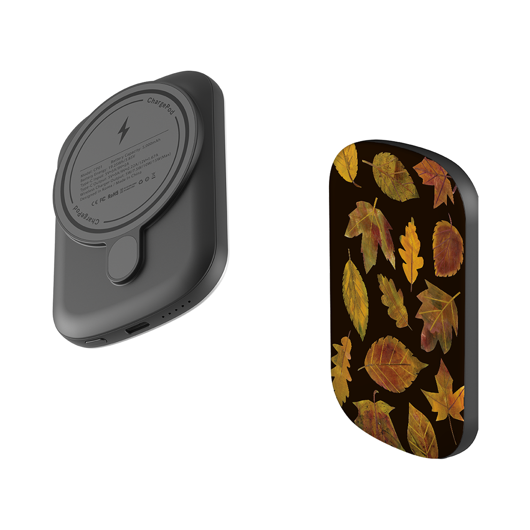 MagSafe Power Bank - Autumn Textured Leaves By Tracey English