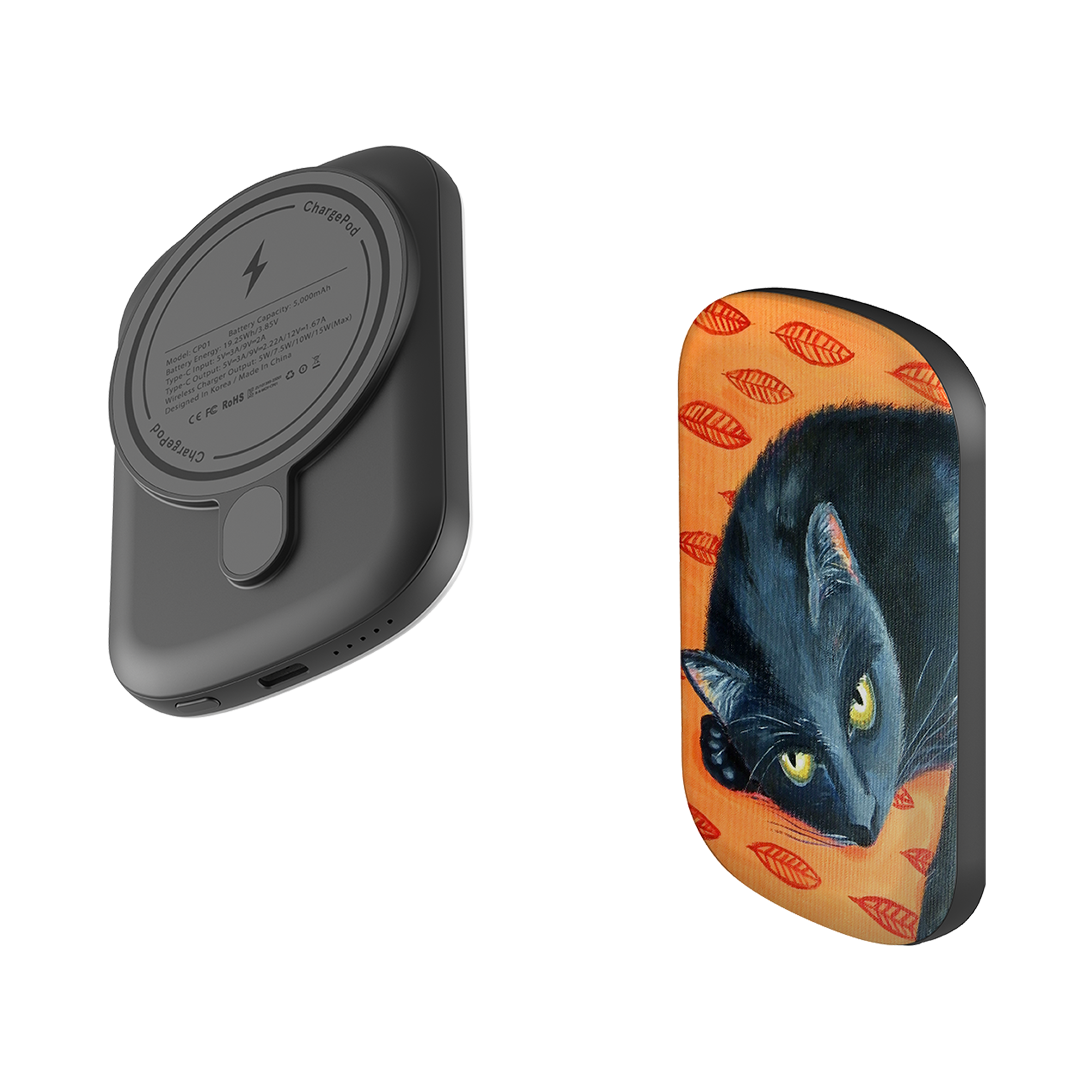 MagSafe Power Bank - Black Cat By Mary Stubberfield