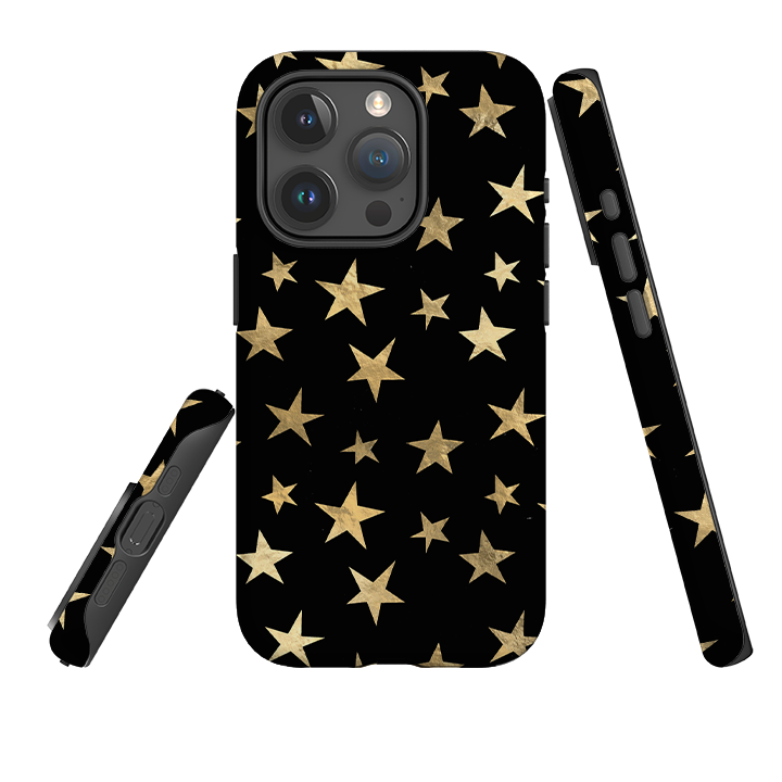 iPhone Tough Case - Black and Gold Stars