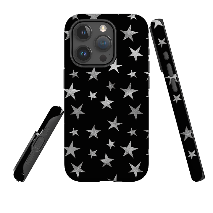 iPhone Tough Case - Black and Silver Stars