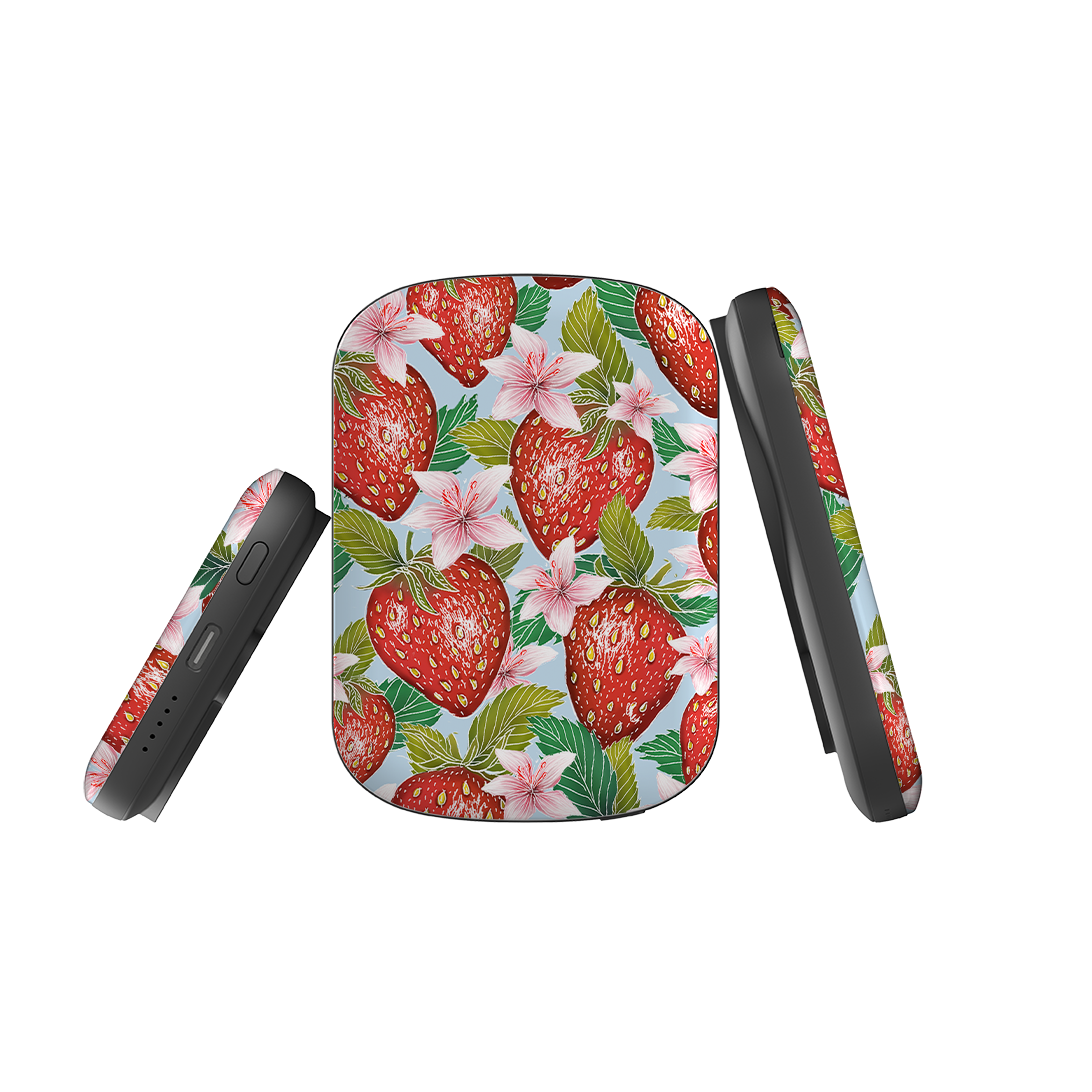 MagSafe Power Bank - Blue Strawberries By Catherine Rowe