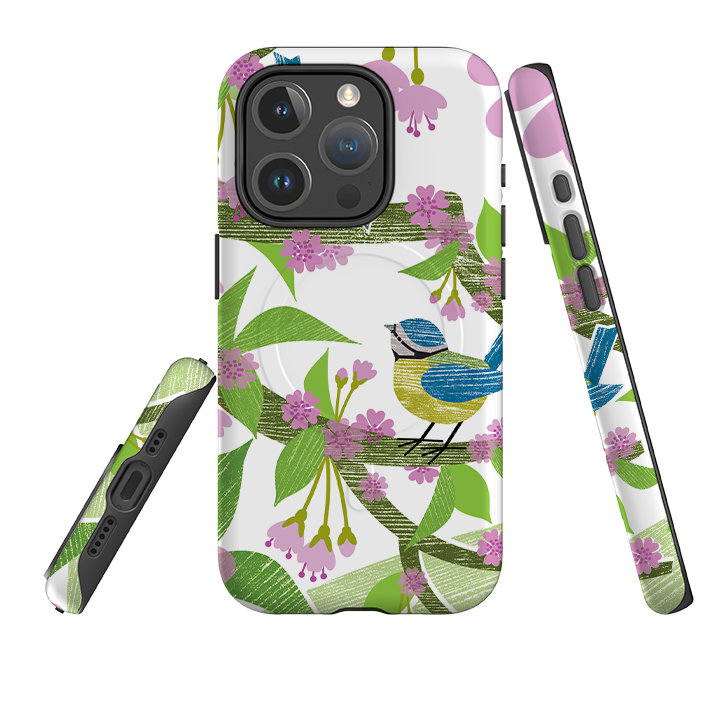 iPhone MagSafe Tough Case - Blue Tits and Blossom By Liane Payne