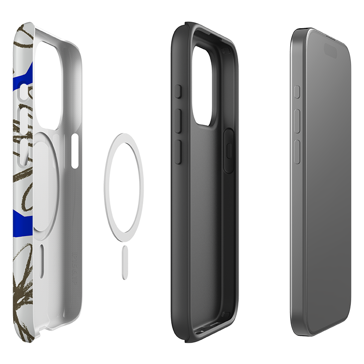 iPhone MagSafe Tough Case - Blue Collage Flower By Kitty Joseph