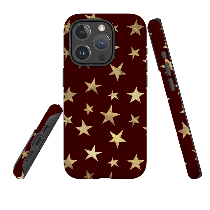 iPhone MagSafe Tough Case - Brown and Gold Stars
