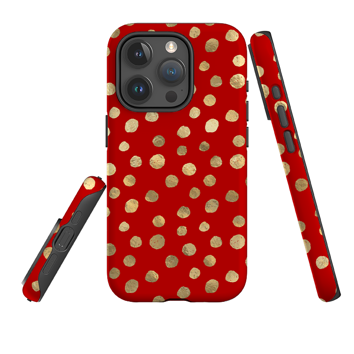 iPhone Tough Case - Burgundy and Gold Stars
