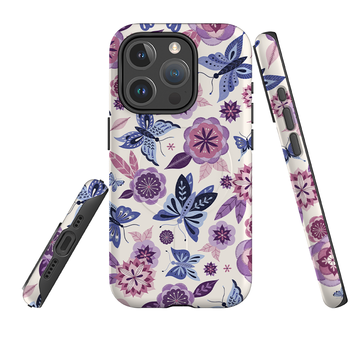 iPhone MagSafe Tough Case -  Butterfly Blooms Ivory By Jenny Zemanek