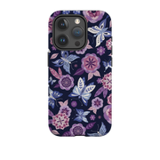 iPhone Tough Case - Butterfly Blooms Navy By Jenny Zemanek