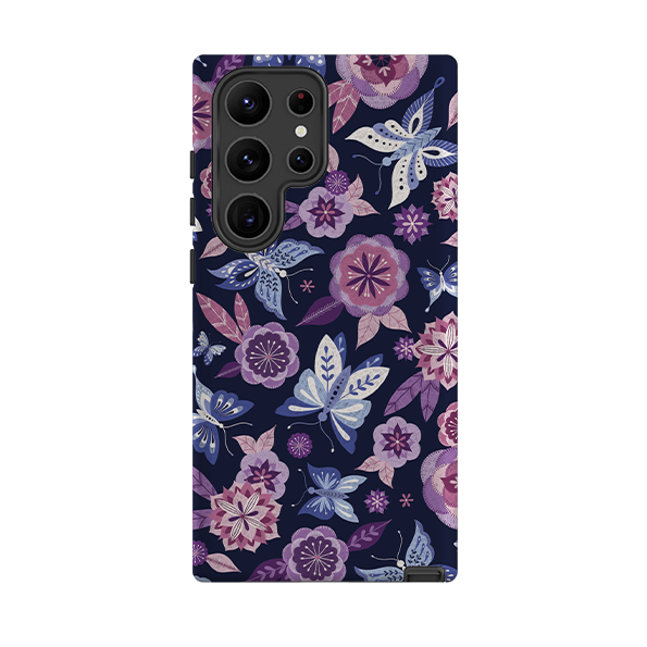 Samsung Tough Case - Butterfly Blooms Navy By Jenny Zemanek