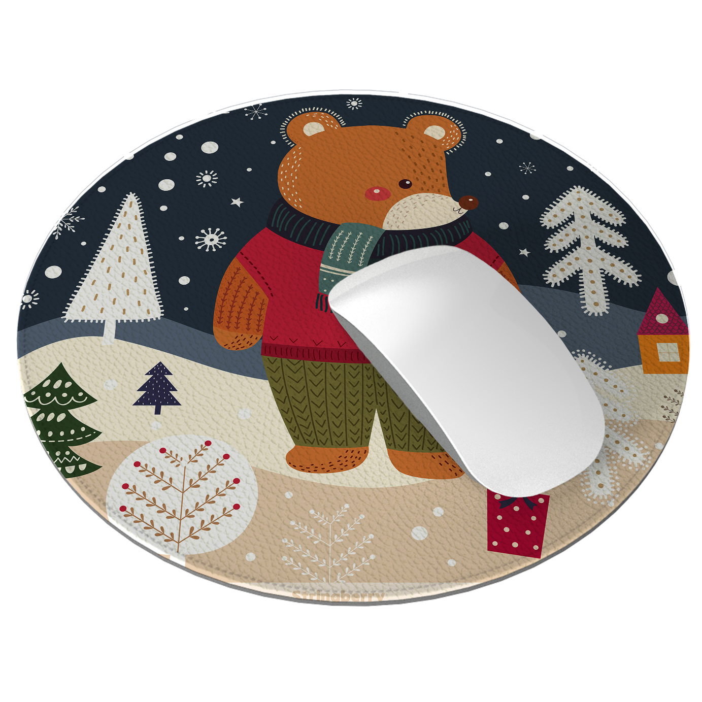 Bear For Xmas Vegan Leather Mouse Mat