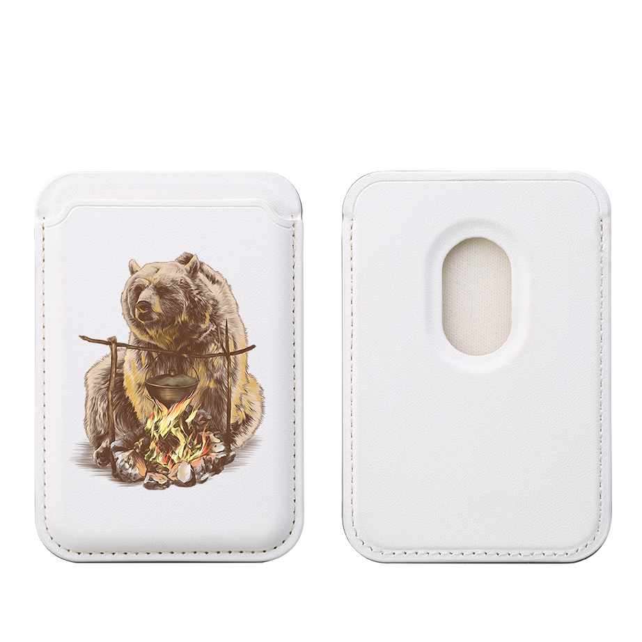 Bear Picnic MagSafe Wallet- White