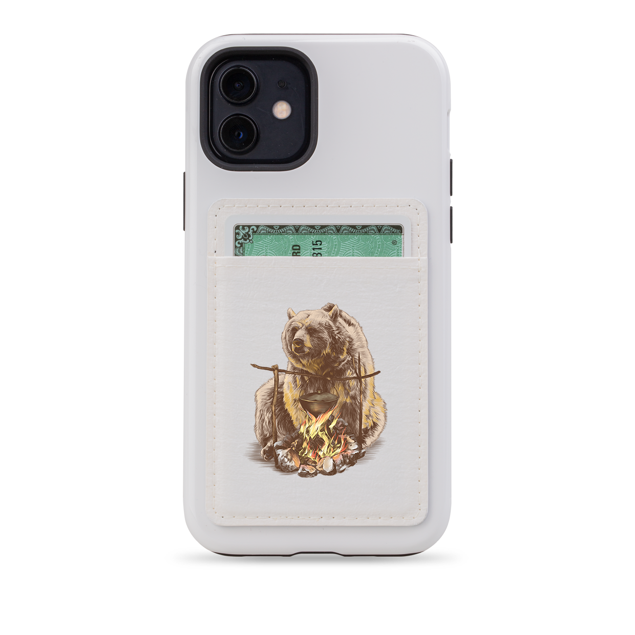 Bear Picnic MagSafe Wallet- White