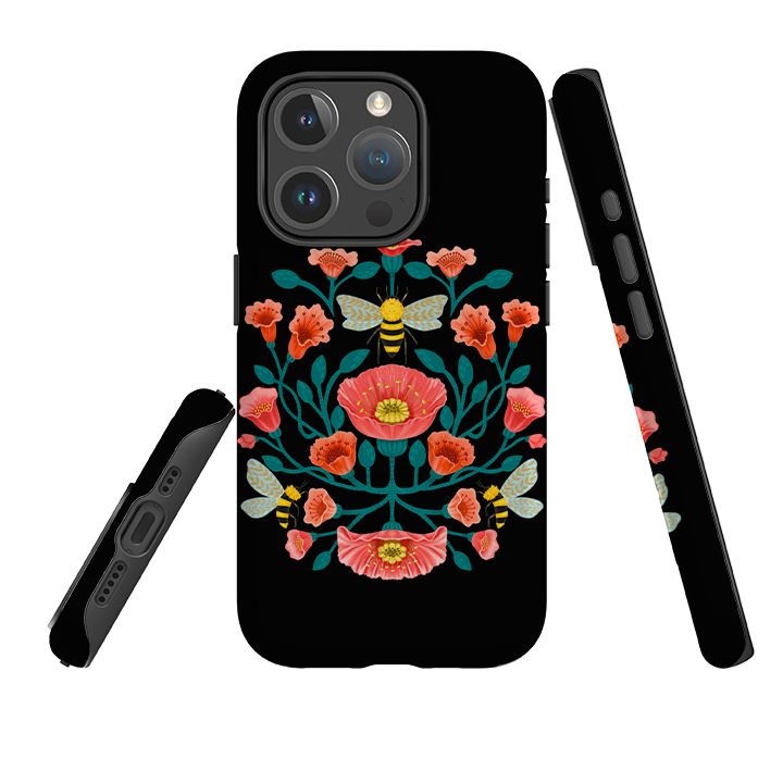 iPhone MagSafe Tough Case -  Bee Floral Dark By Nina Pace