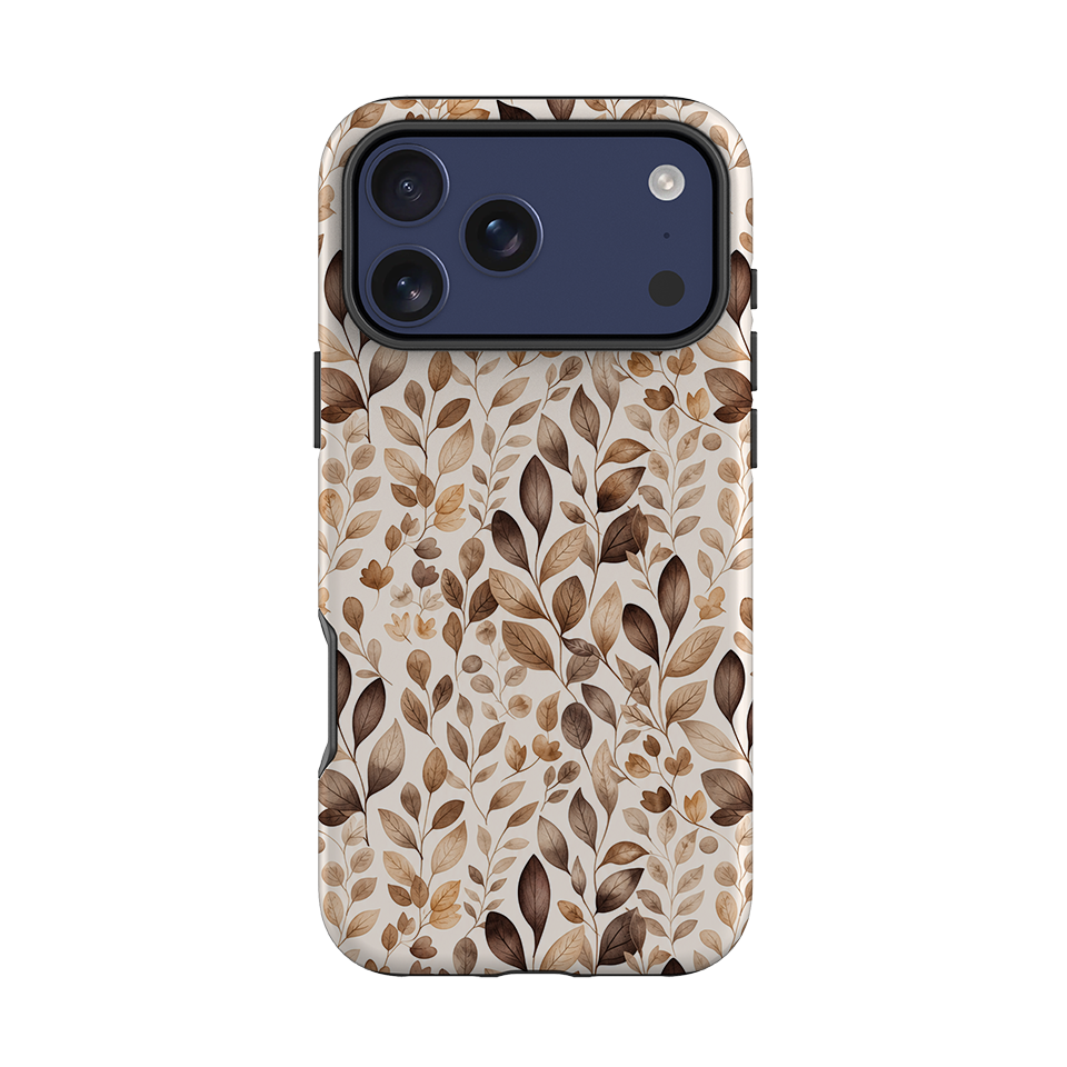 iPhone Tough Case - Beige Aesthetic Leaves