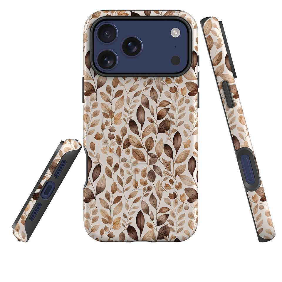 iPhone MagSafe Tough Case - Beige Aesthetic Leaves