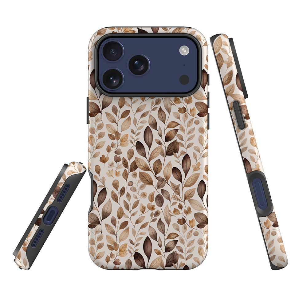 iPhone Tough Case - Beige Aesthetic Leaves