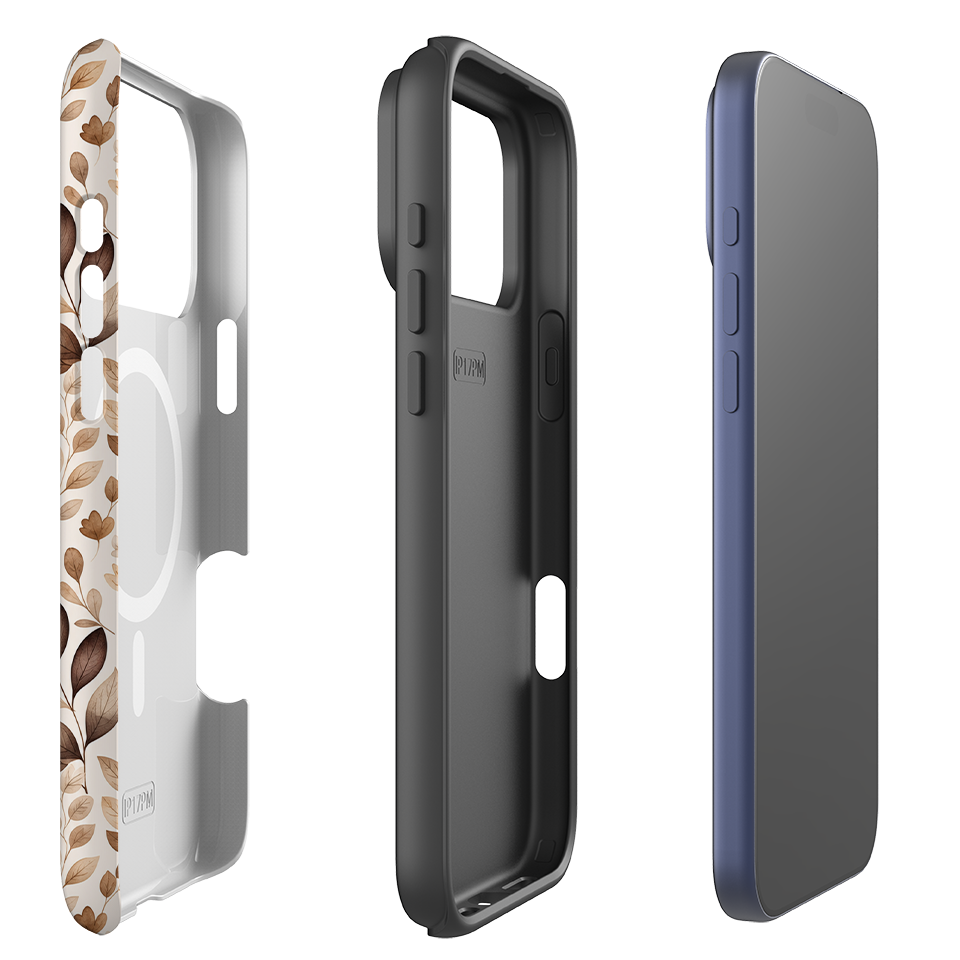 iPhone MagSafe Tough Case - Beige Aesthetic Leaves