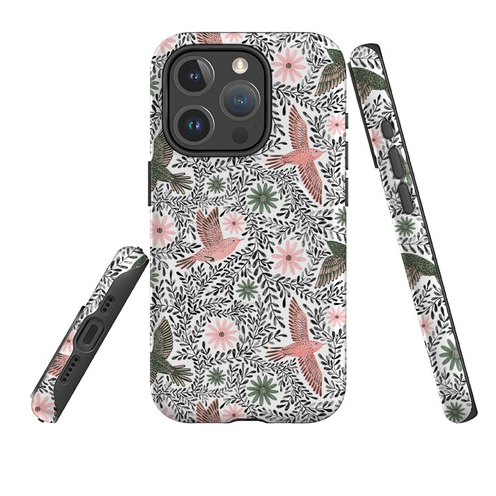 iPhone MagSafe Tough Case - Bird Pattern Black By Lee Foster Wilson