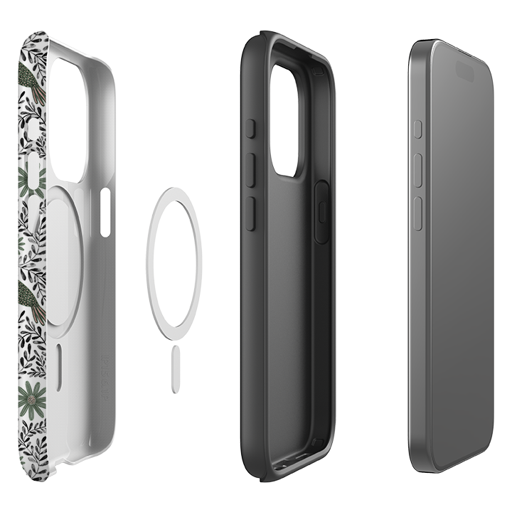 iPhone MagSafe Tough Case - Bird Pattern Black By Lee Foster Wilson