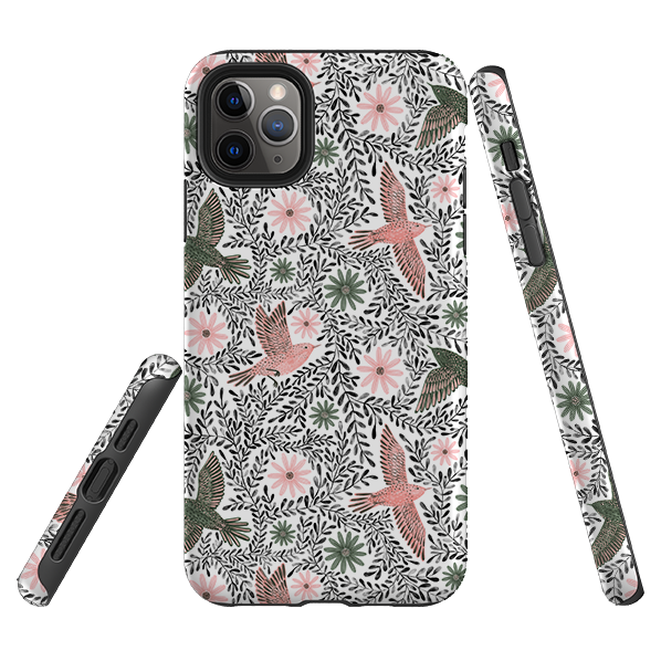 iPhone Tough Case - Bird Pattern Black By Lee Foster Wilson
