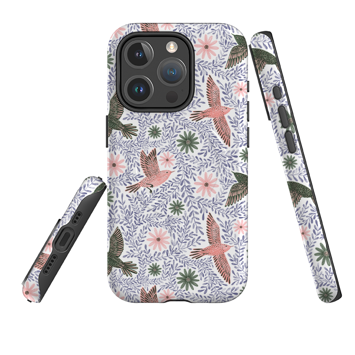 iPhone MagSafe Tough Case - Bird Pattern Blue By Lee Foster Wilson