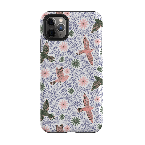 iPhone Tough Case - Bird Pattern Blue By Lee Foster Wilson