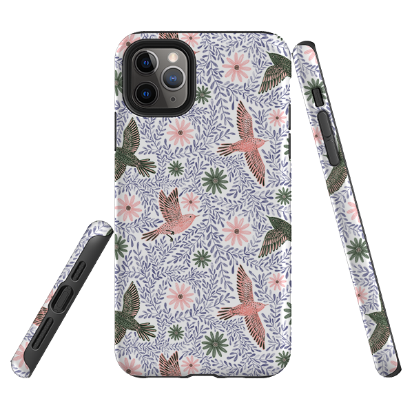 iPhone Tough Case - Bird Pattern Blue By Lee Foster Wilson