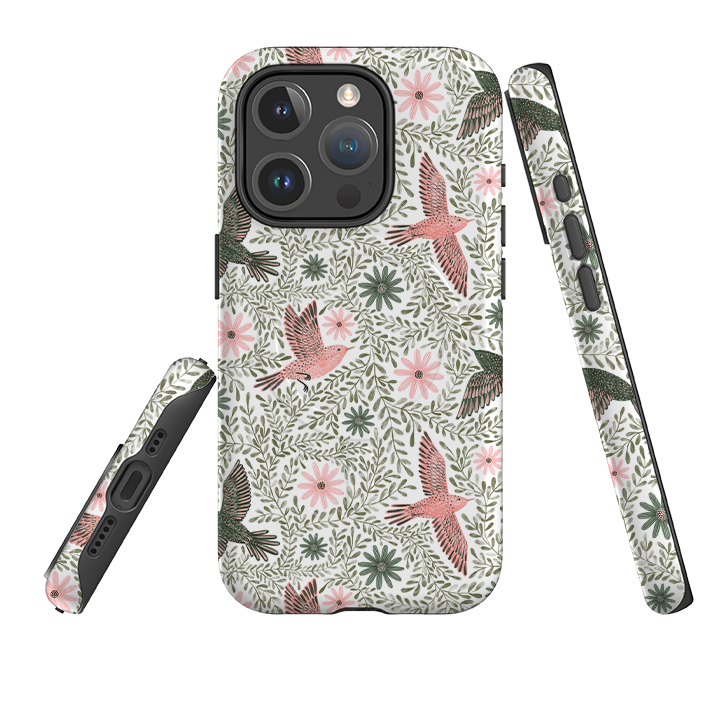 iPhone MagSafe Tough Case - Bird Pattern Green By Lee Foster Wilson