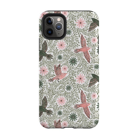 iPhone Tough Case - Bird Pattern Green By Lee Foster Wilson