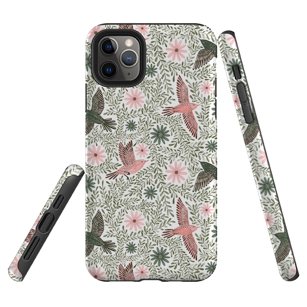 iPhone Tough Case - Bird Pattern Green By Lee Foster Wilson