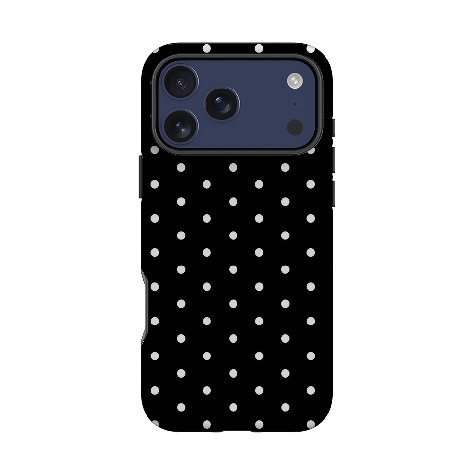 iPhone Tough Case - Black & White Polka Dot