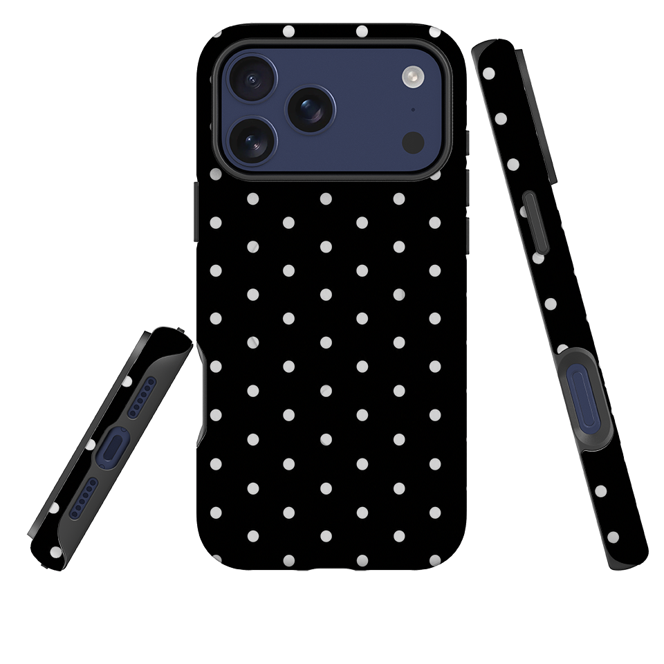 iPhone MagSafe Tough Case - Black & White Polka Dot