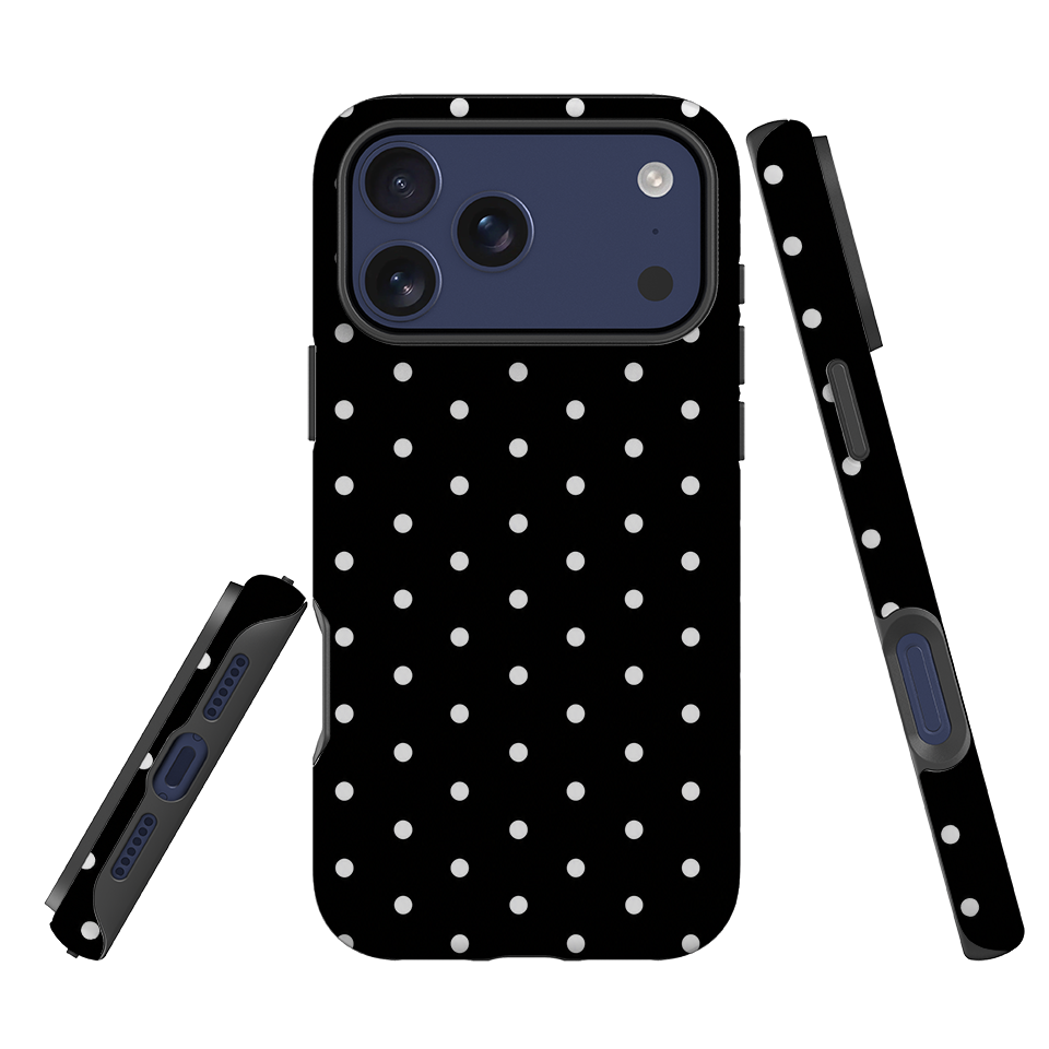 iPhone Tough Case - Black & White Polka Dot
