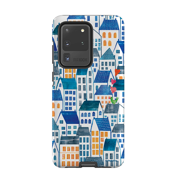 Samsung Tough Case - Blue Rooftop Houses By Tracey English