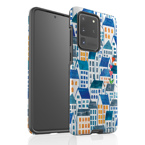 Samsung Tough Case - Blue Rooftop Houses By Tracey English