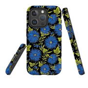 iPhone MagSafe Tough Case - Blue Flowers Black By Catherine Rowe