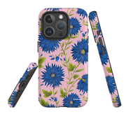 iPhone MagSafe Tough Case - Blue Flowers Pink By Catherine Rowe