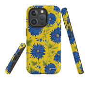 iPhone MagSafe Tough Case - Blue Flowers Yellow By Catherine Rowe