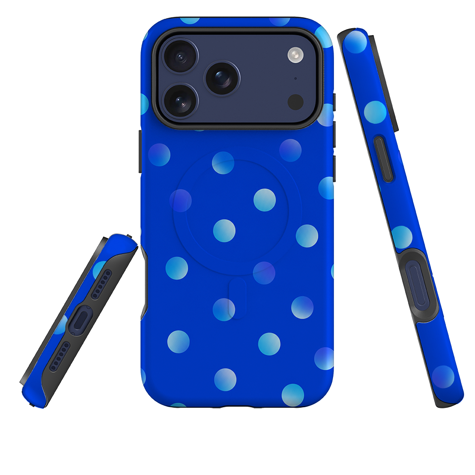 iPhone MagSafe Tough Case - Blue Polka Dot