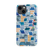 Blue Rooftop Houses Case and Card Case By Tracey English